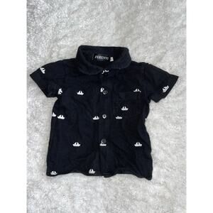 Ferenyi toddler boy sz. 80 black knit boat design polo. Button down. Adorable